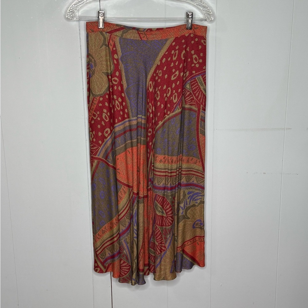 Janet Maffei 90s Vintage A line Flare Midi Skirt Abstract